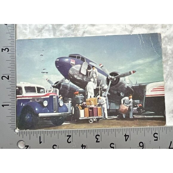 United Air Lines Mainliner Airplane Postcard Vintage Loading for Flight - Picture 2 of 7